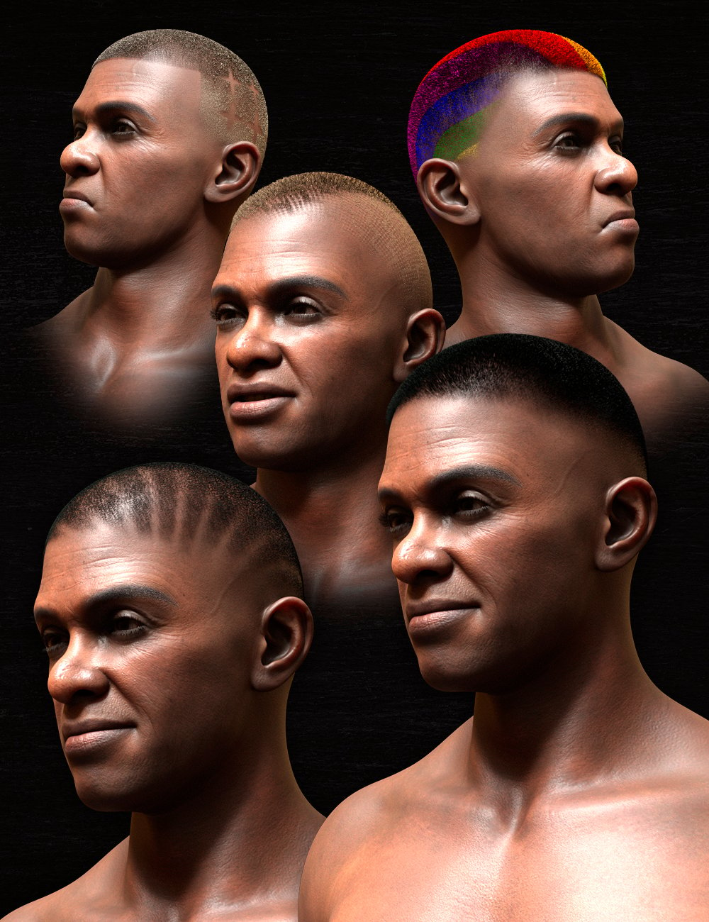 Pattern Shaved Head Hair for Genesis 8 Males by: Matari3D, 3D Models by Daz 3D
