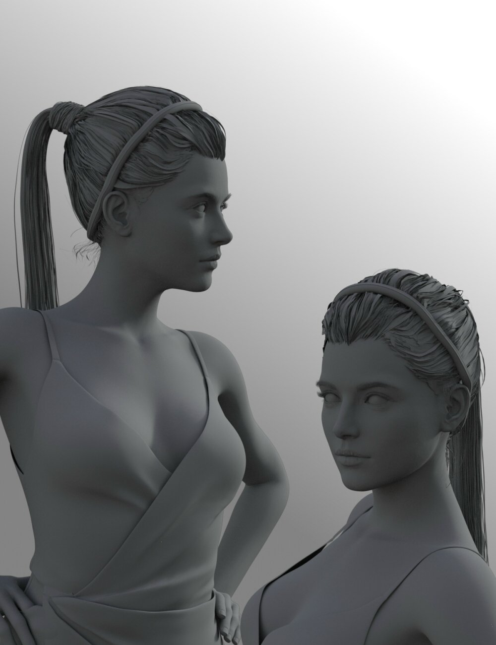 Soiree Glam Hair and Ponytail for Genesis 8 and 8.1 Females by: Neftis3D, 3D Models by Daz 3D