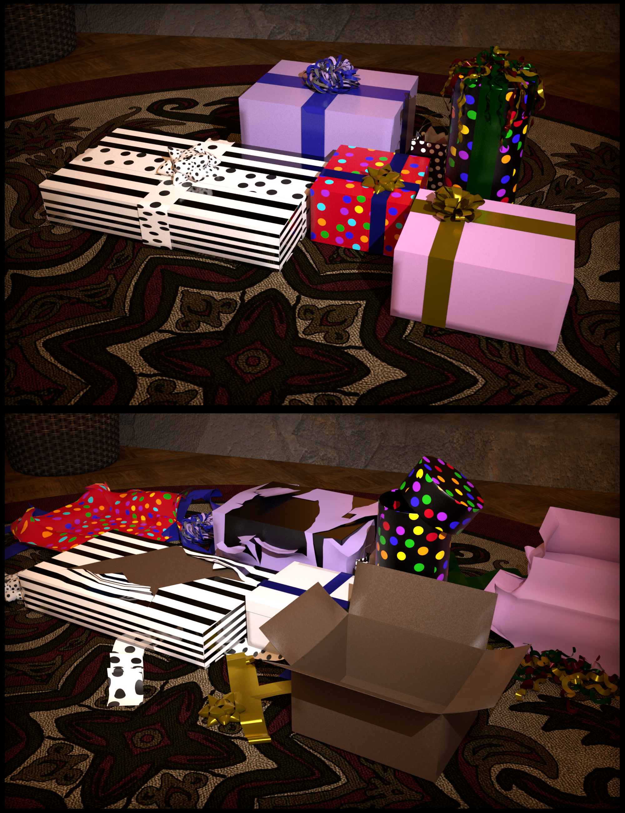 SY Rigged Gift Boxes Iray