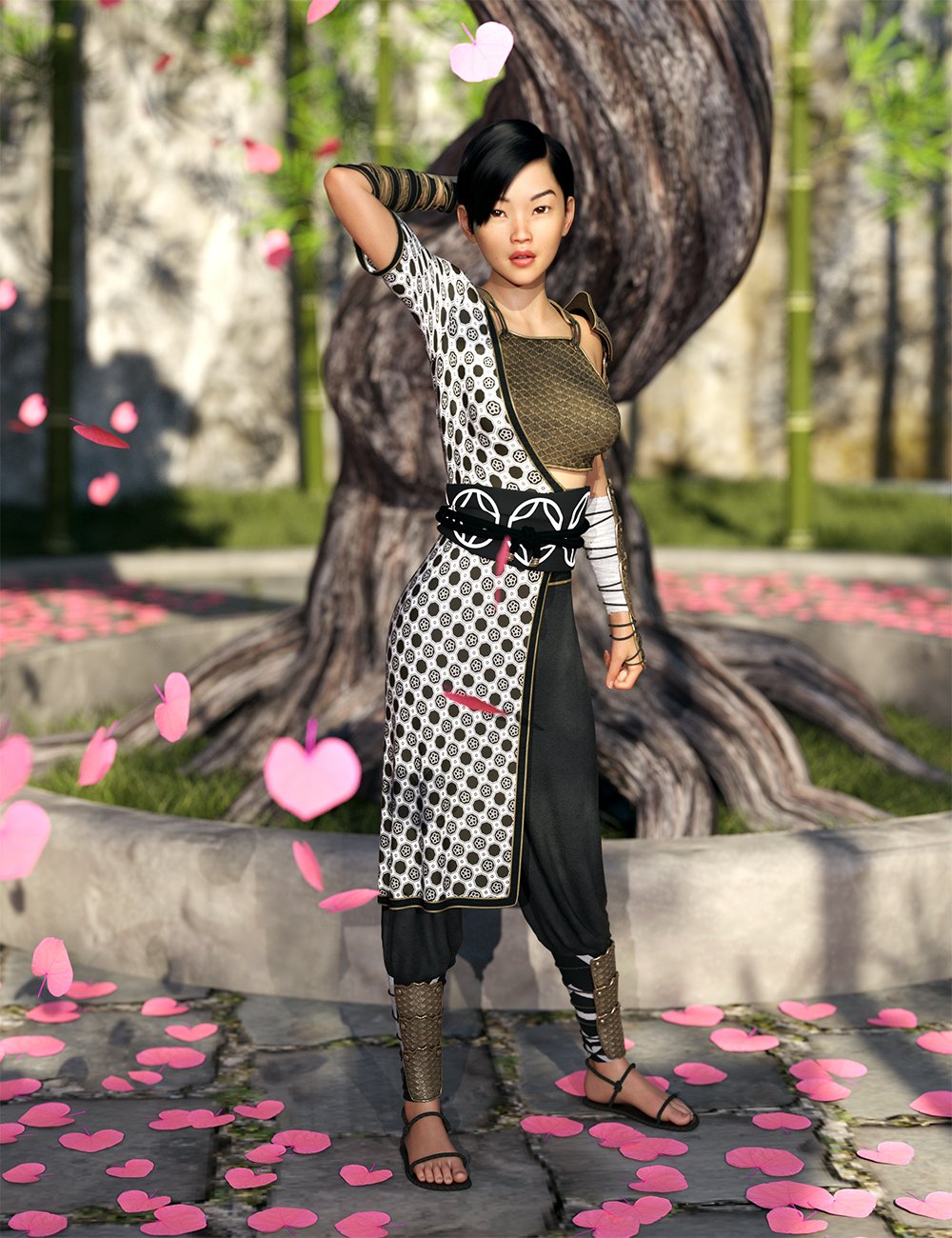 dForce Wandering Samurai Outfit for Genesis 8 and Genesis 8.1 Females by: Cichy3D, 3D Models by Daz 3D