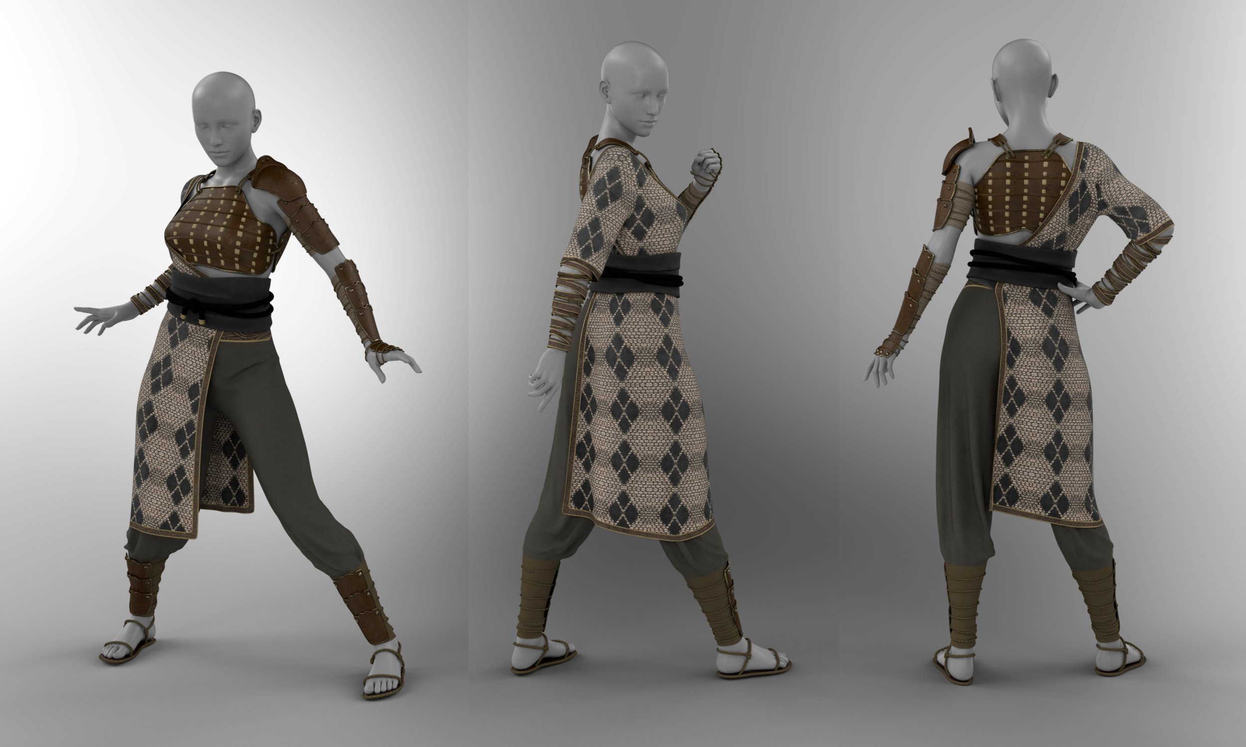 dForce Wandering Samurai Outfit for Genesis 8 and Genesis 8.1 Females by: Cichy3D, 3D Models by Daz 3D