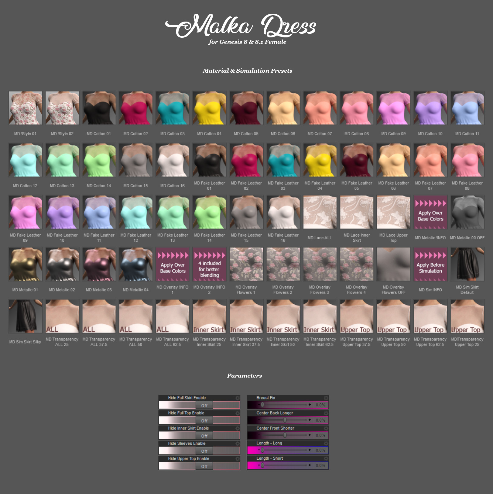 dForce Malka Dress for Genesis 8 and 8.1 Females by: Cherubit, 3D Models by Daz 3D