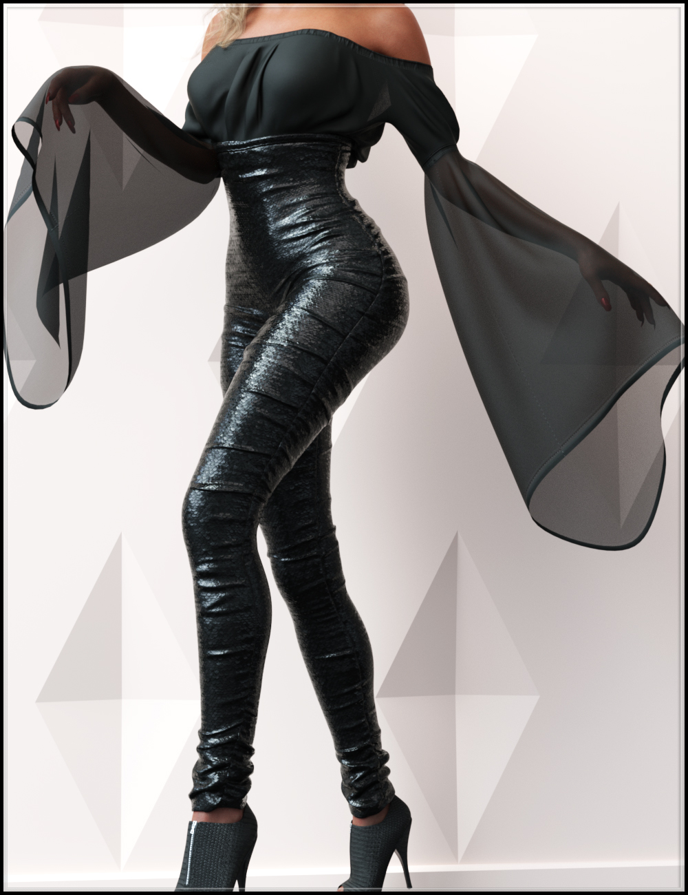 dForce Fancy Pants Outfit Bundle for Genesis 8 and 8.1 Females by: Nikisatez, 3D Models by Daz 3D