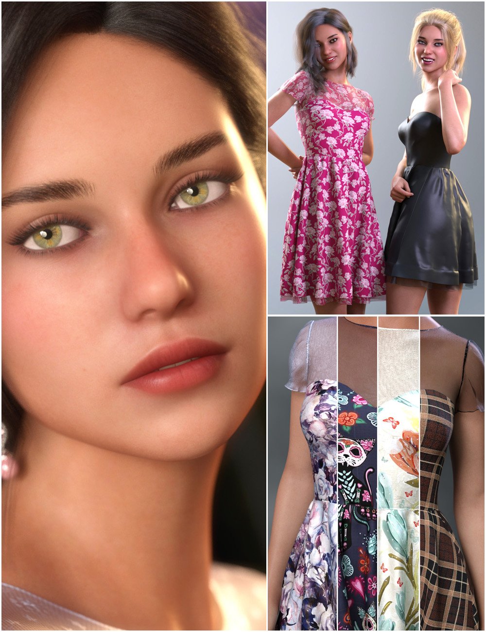 Malka Character, Dress and Addon Bundle by: CherubitSade, 3D Models by Daz 3D