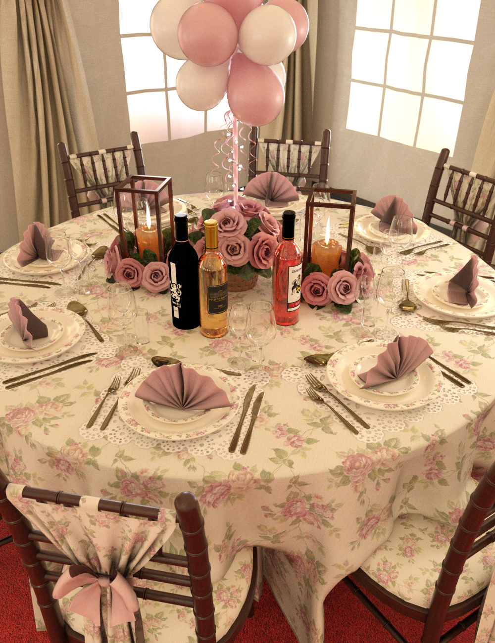 Floral Dining Texture Add-On by: Merlin Studios, 3D Models by Daz 3D