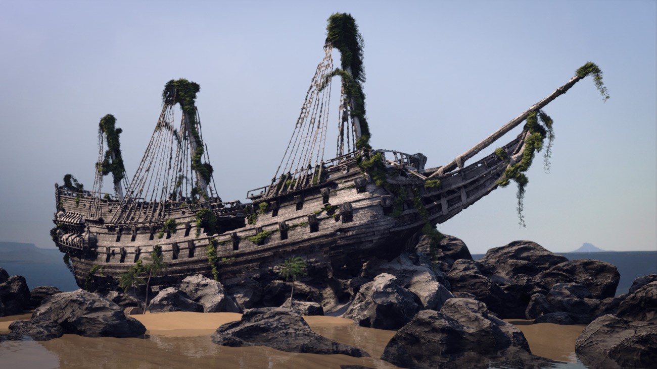Stranded Pirate Ship by: Dreamlight, 3D Models by Daz 3D