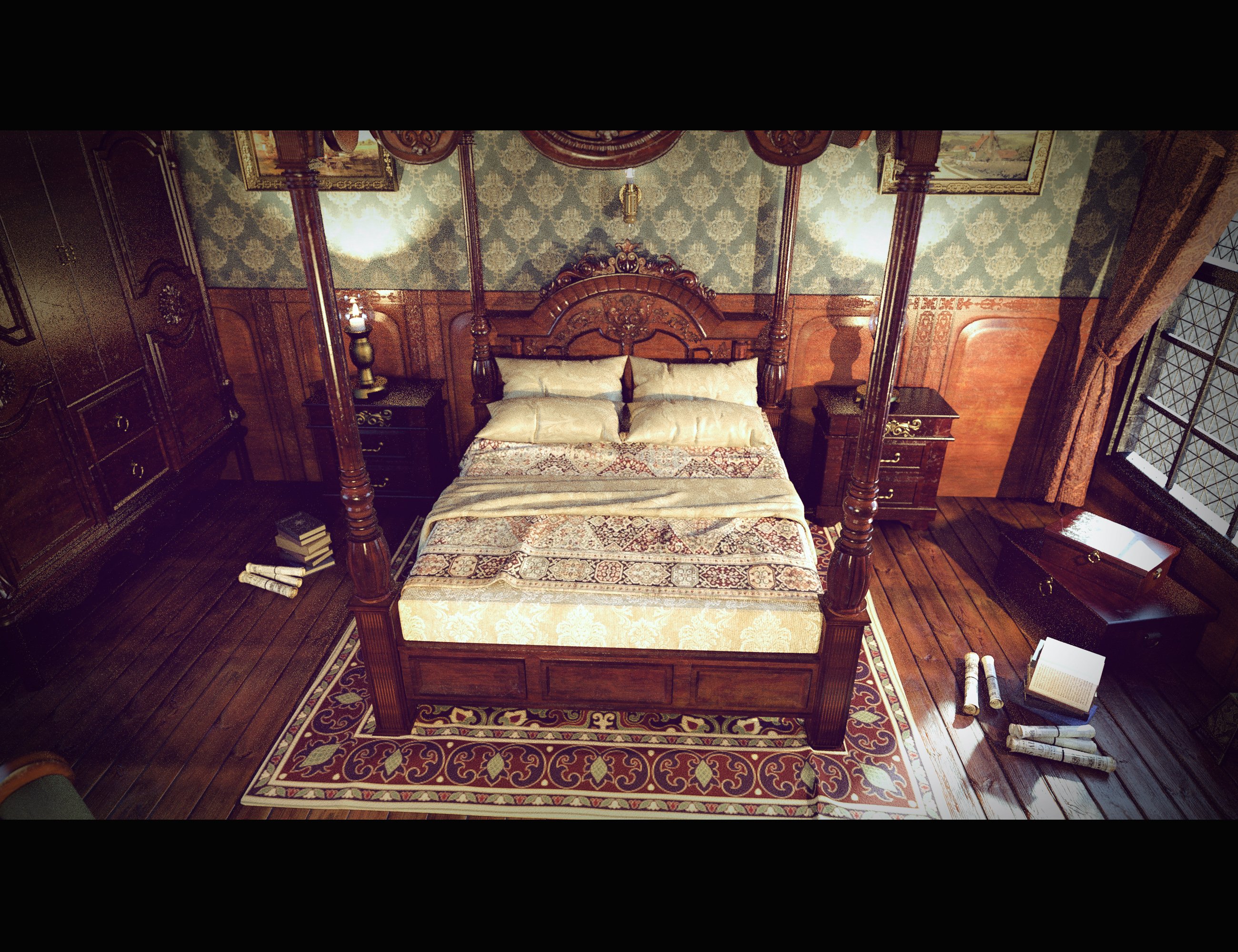 Victorian Bedroom Victorian Bedroom by: Polish, 3D Models by Daz 3D