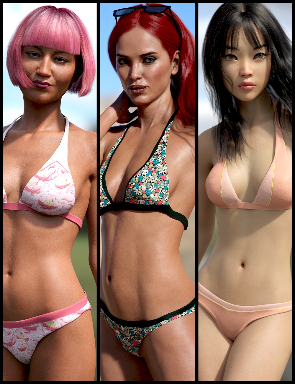 Hannelore Bikini Outfit Textures by: Lyoness, 3D Models by Daz 3D