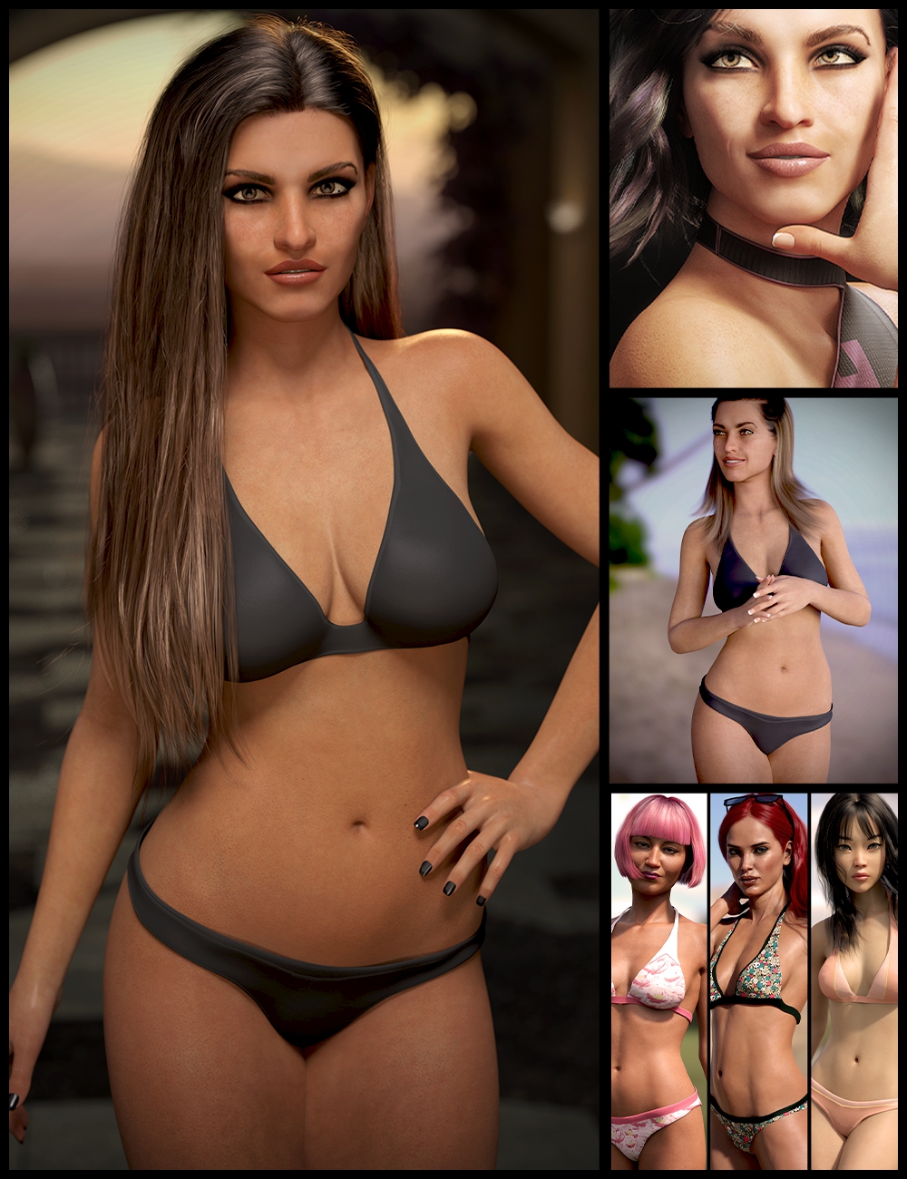 Hannelore Bikini Bundle by: Lyoness, 3D Models by Daz 3D