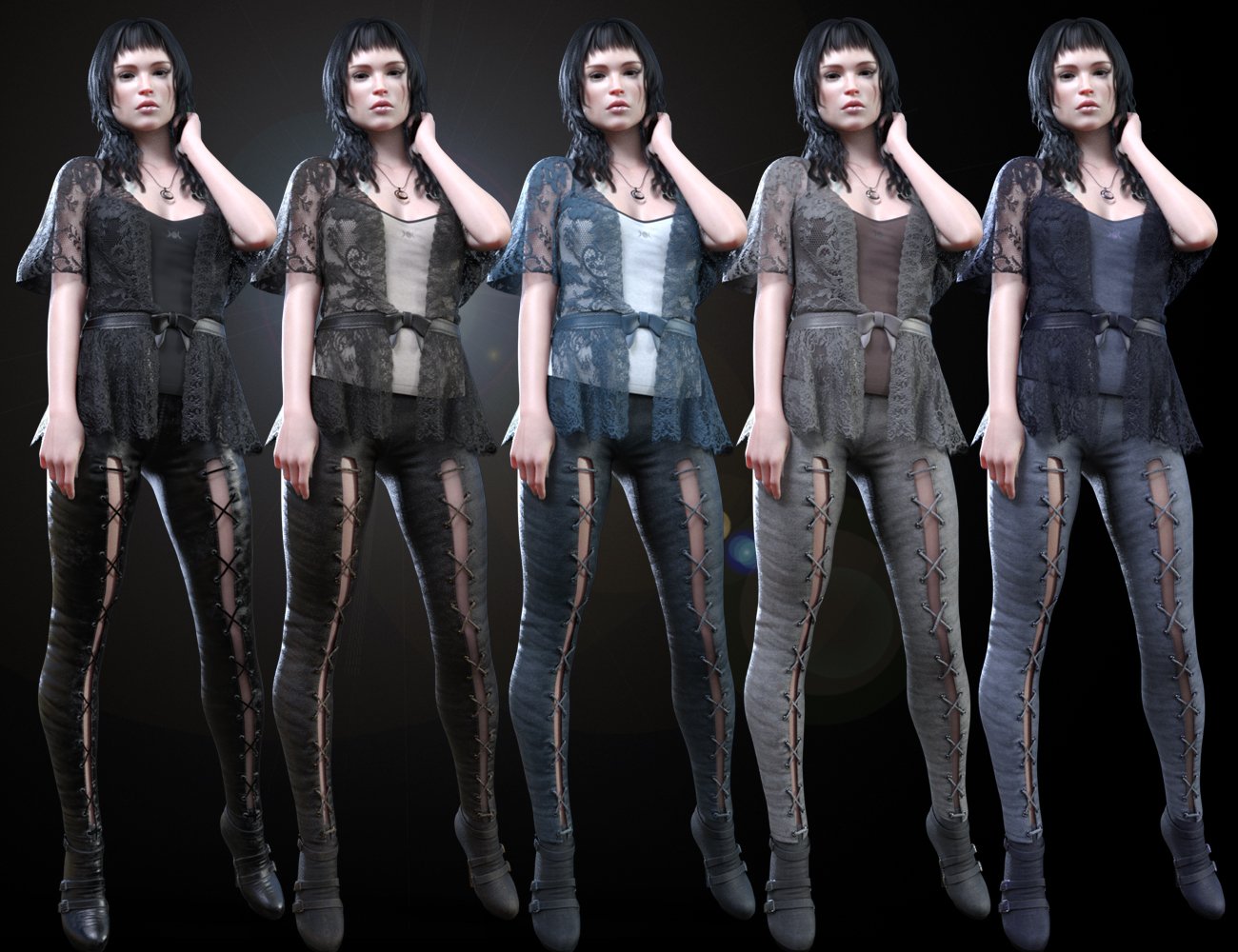 dForce CB Ryi Clothing Set for Genesis 8 and 8.1 Females by: CynderBlue, 3D Models by Daz 3D