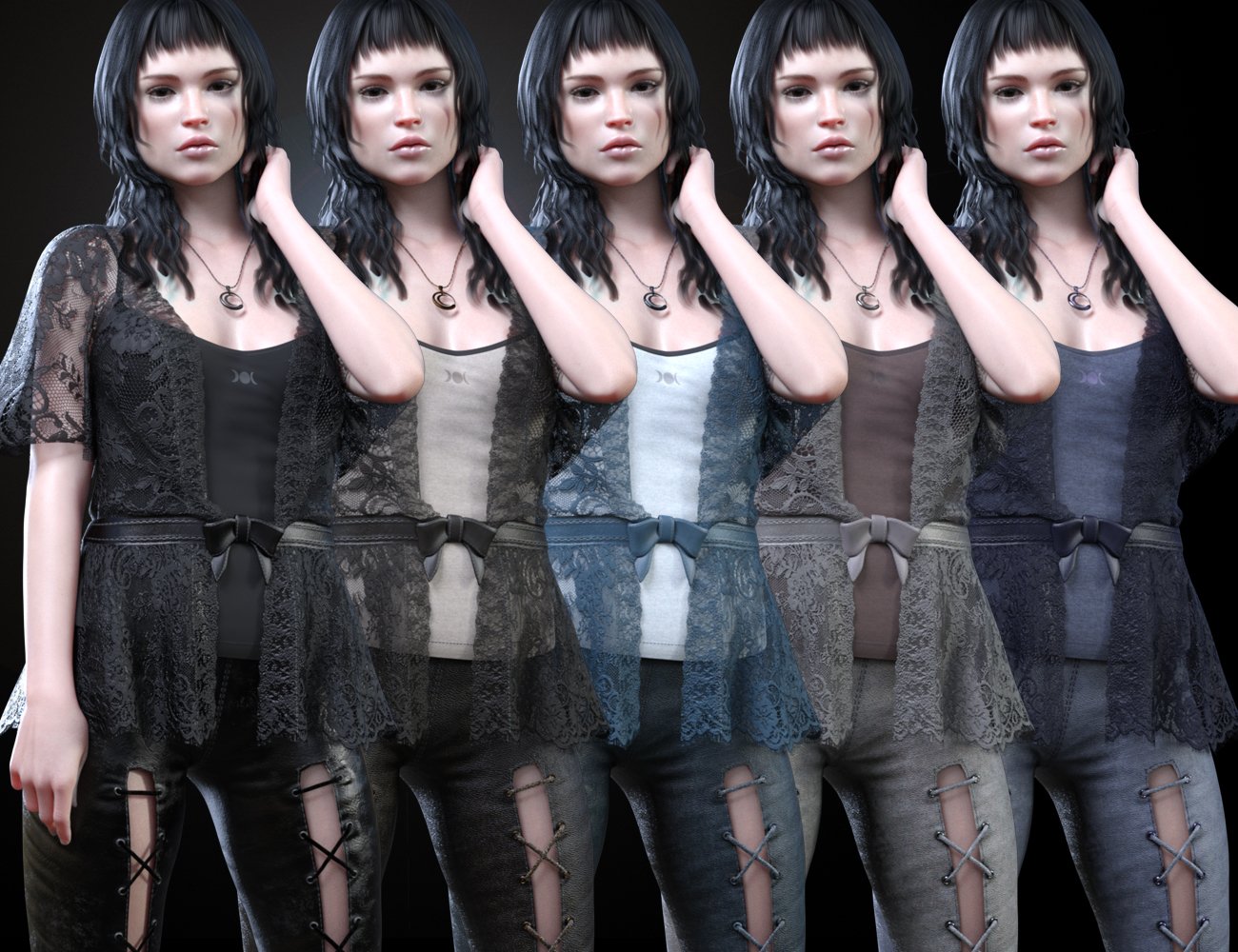 dForce CB Ryi Clothing Set for Genesis 8 and 8.1 Females by: CynderBlue, 3D Models by Daz 3D