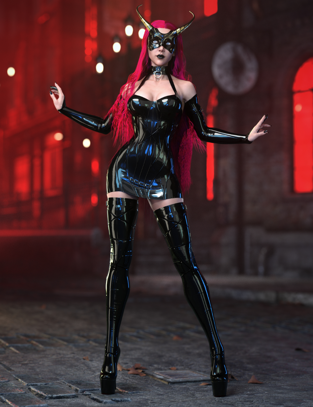 dForce Night Masquerade Outfit for Genesis 8 and 8.1 Females by: HM, 3D Models by Daz 3D