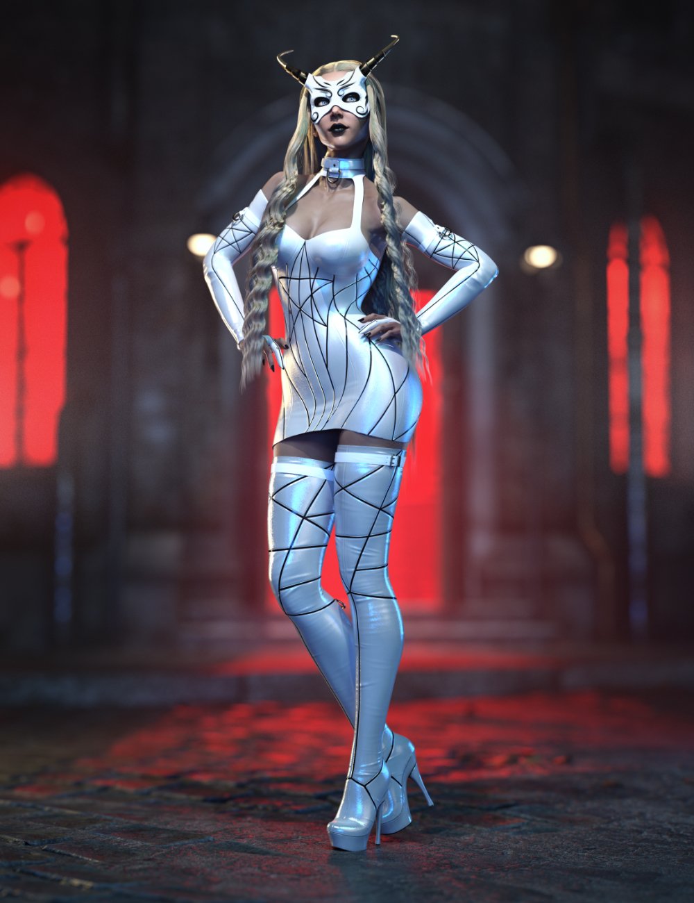 dForce Night Masquerade Outfit for Genesis 8 and 8.1 Females by: HM, 3D Models by Daz 3D