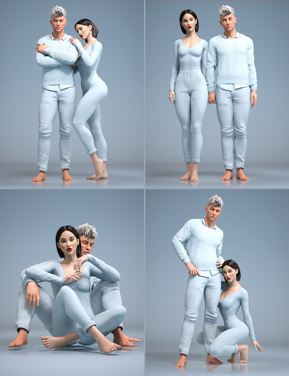 Lookbook for Two Poses and Expressions for Genesis 8.1 Male and Female by: 3D Sugar, 3D Models by Daz 3D