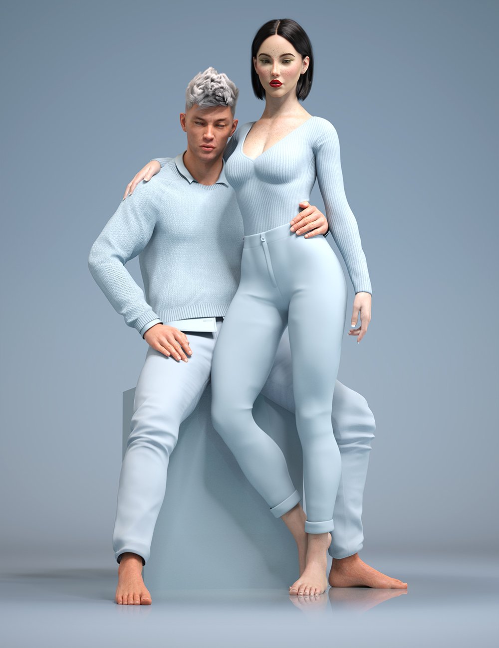 Lookbook for Two Poses and Expressions for Genesis 8.1 Male and Female by: 3D Sugar, 3D Models by Daz 3D