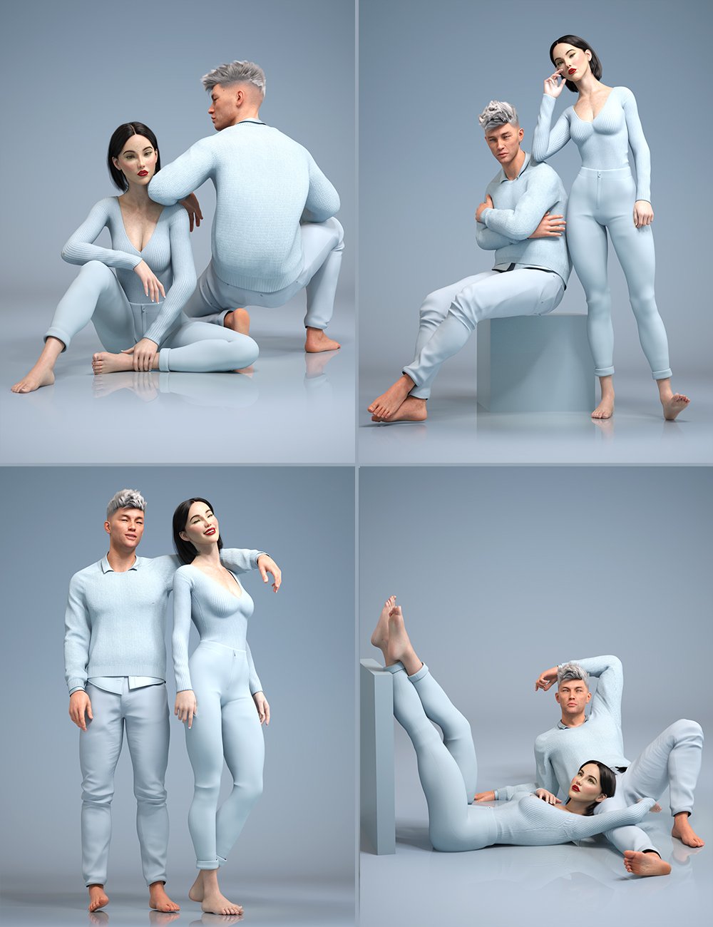 Lookbook for Two Poses and Expressions for Genesis 8.1 Male and Female Lookbook for Two Poses and Expressions for Genesis 8.1 Male and Female by: 3D Sugar, 3D Models by Daz 3D