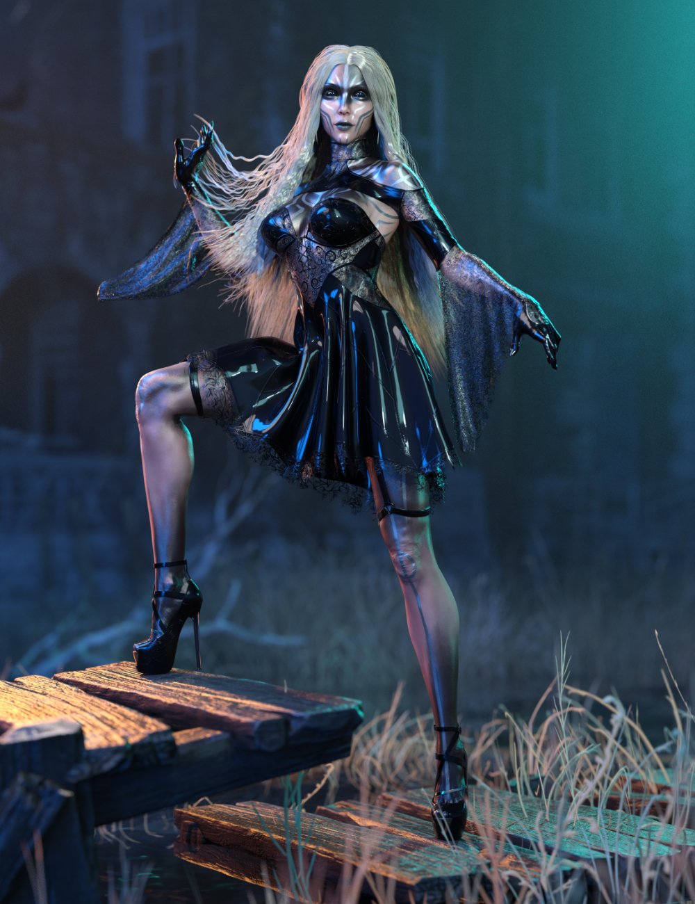 dForce Dark Plague Outfit for Genesis 8 and 8.1 Females by: HM, 3D Models by Daz 3D