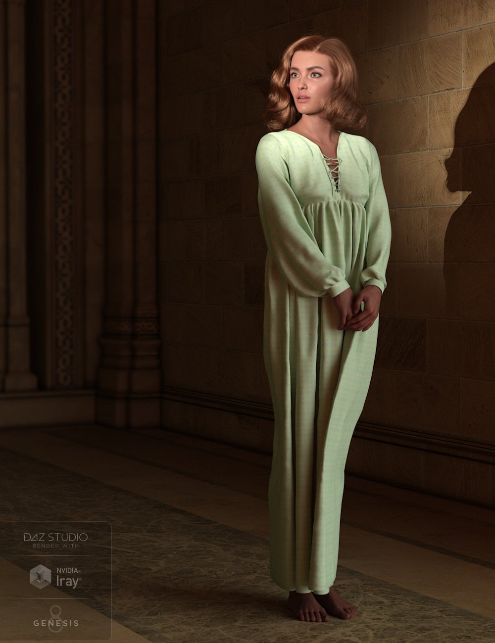 dForce AQ Nightgown for Genesis 8 and 8.1 Female by: Aquarius, 3D Models by Daz 3D