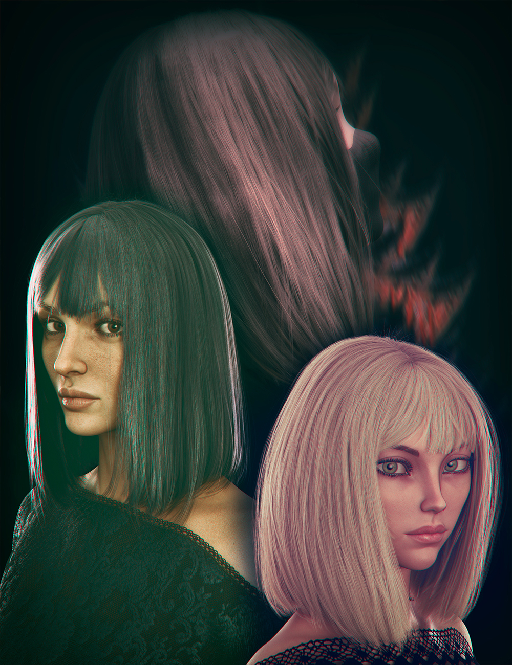 Nirv dForce 20s Fashion Long Bob Hair for Genesis 8 and 8.1 Female by: Nirvana, 3D Models by Daz 3D
