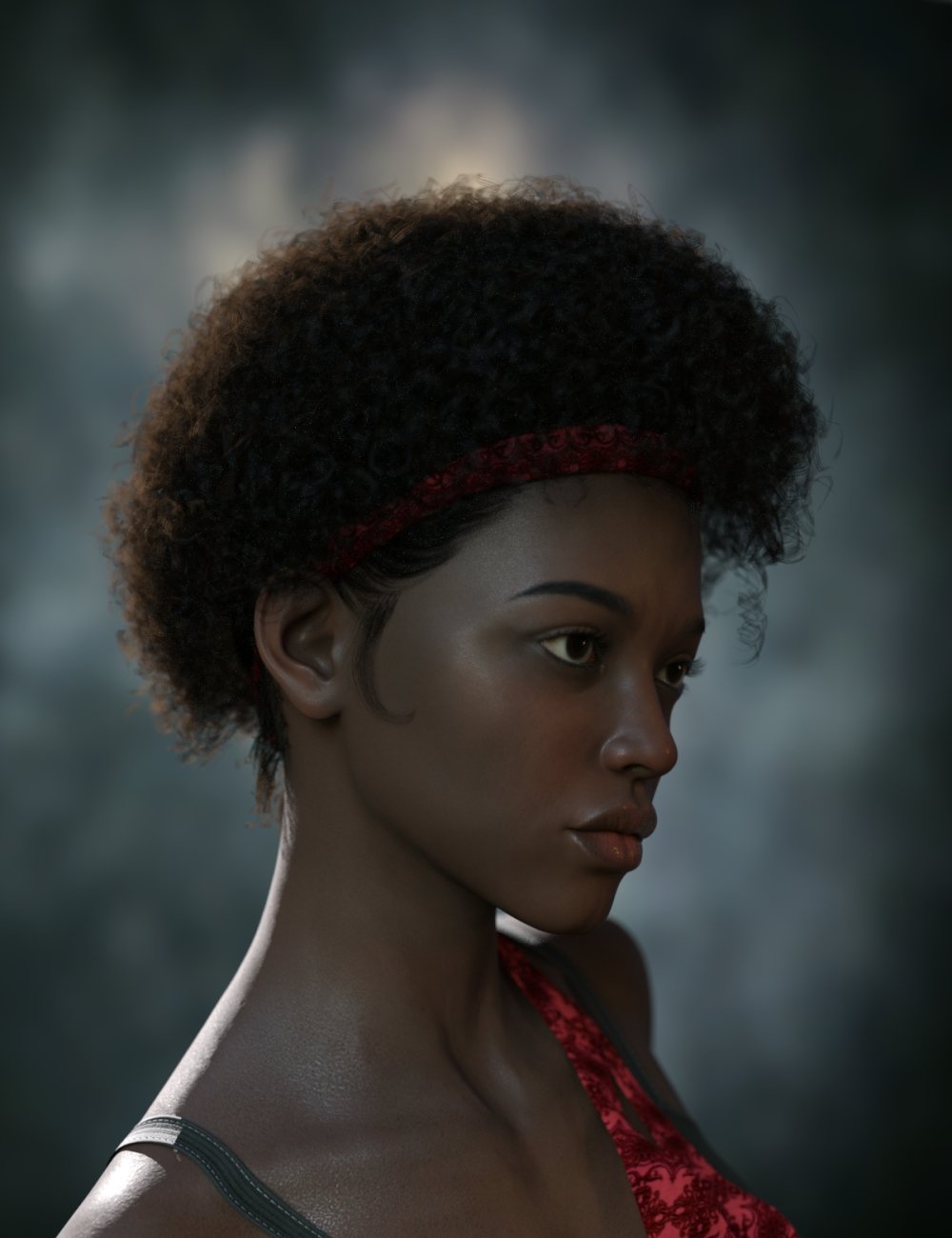 Foya Tight Curls and dForce Headband for Genesis 8 and 8.1 Females by: Neftis3D, 3D Models by Daz 3D