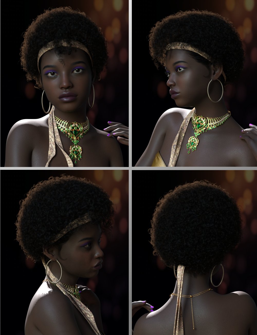 Foya Tight Curls and dForce Headband for Genesis 8 and 8.1 Females by: Neftis3D, 3D Models by Daz 3D