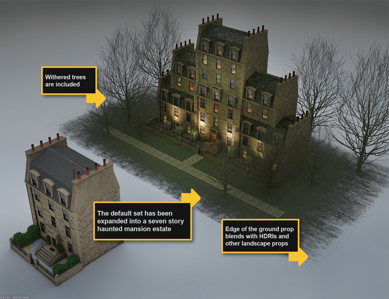 Grovebrook House: A Haunted Add-On by: Marshian, 3D Models by Daz 3D