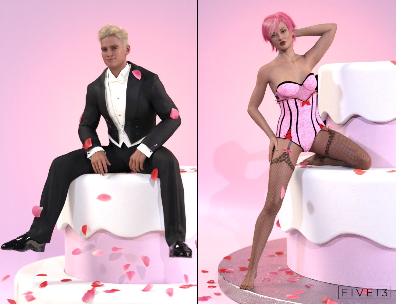 Popout Cake Props and Poses with dForce Rose Petals Popout Cake Props and Poses with dForce Rose Petals by: Five13, 3D Models by Daz 3D
