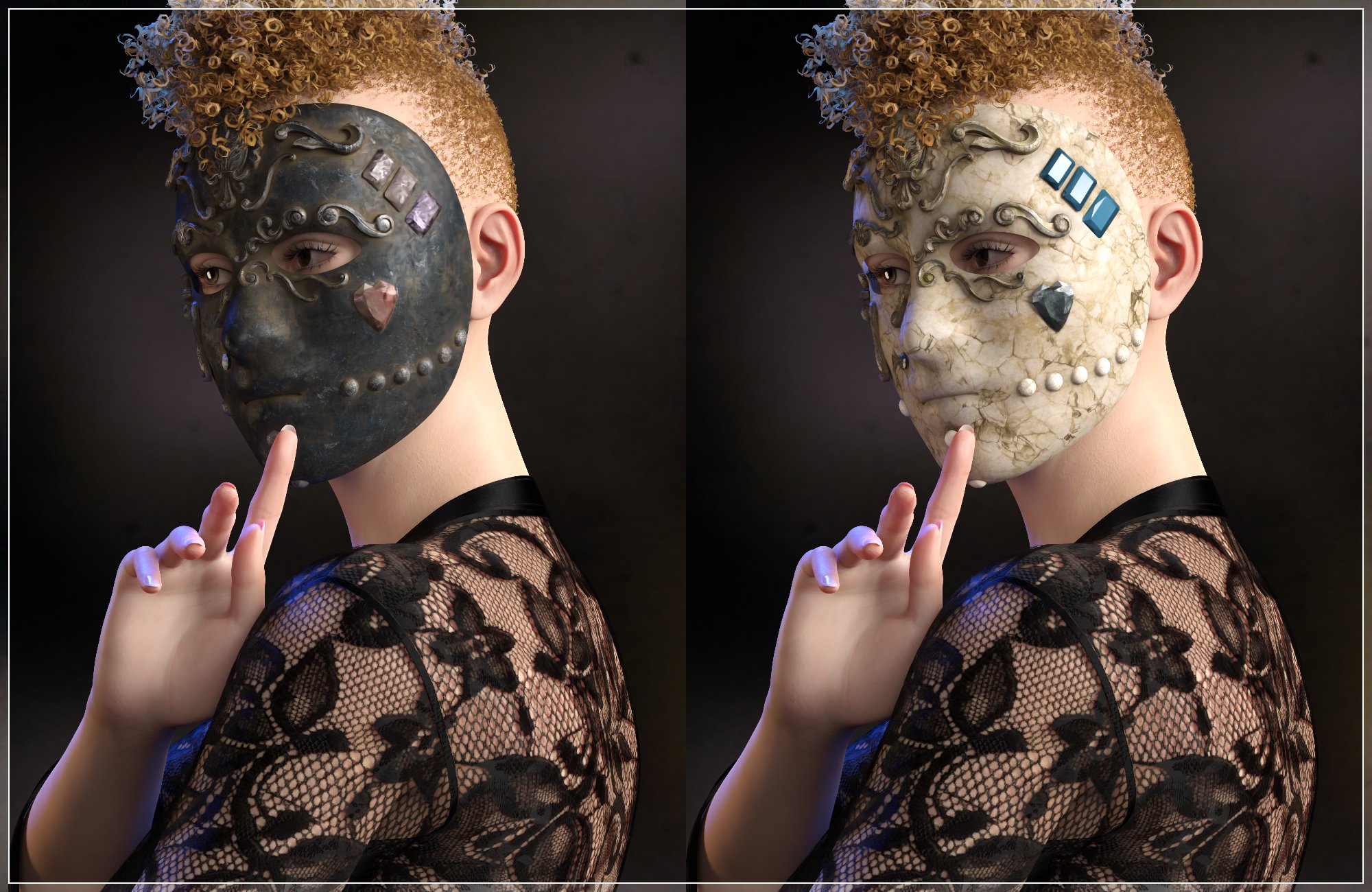 ND Elegant Masks for Genesis 8 Female ND Elegant Masks for Genesis 8 Female by: Nathy Design, 3D Models by Daz 3D