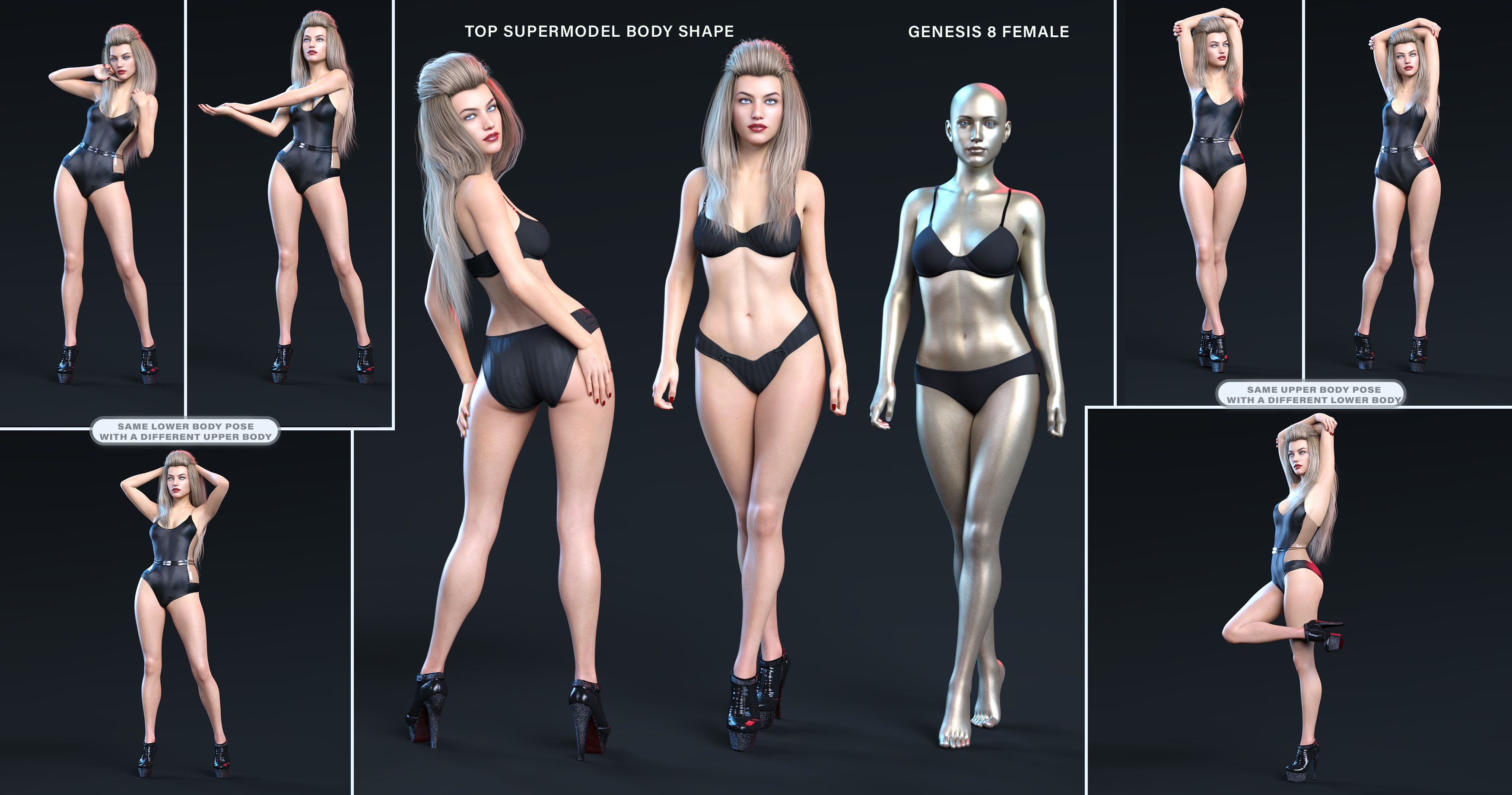Z Top Supermodel Shape and Pose Mega Set by: Zeddicuss, 3D Models by Daz 3D