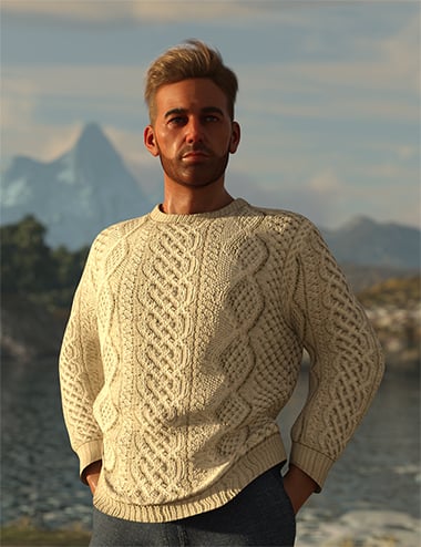 dForce Aran Sweater Outfit for Genesis 8 Males by: Meshitup, 3D Models by Daz 3D