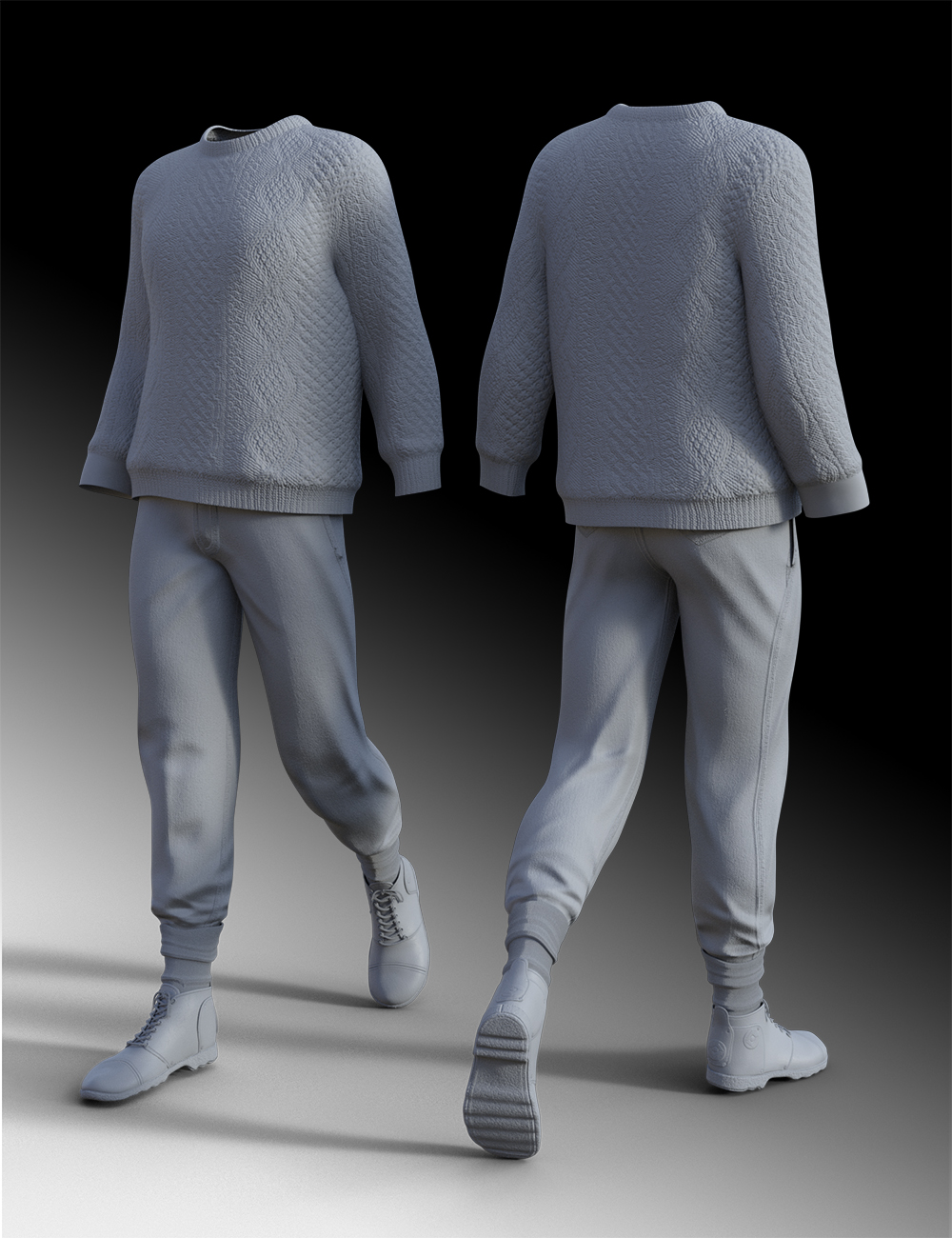 dForce Aran Sweater Outfit for Genesis 8 Males by: Meshitup, 3D Models by Daz 3D