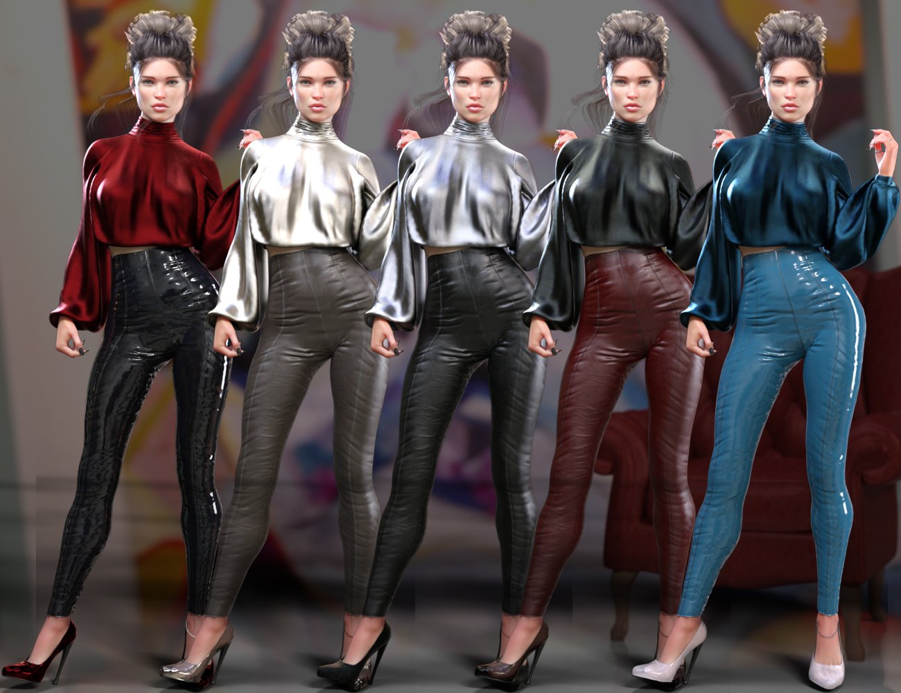 dForce CB Lola Clothing Set for Genesis 8 and 8.1 Females by: CynderBlue, 3D Models by Daz 3D