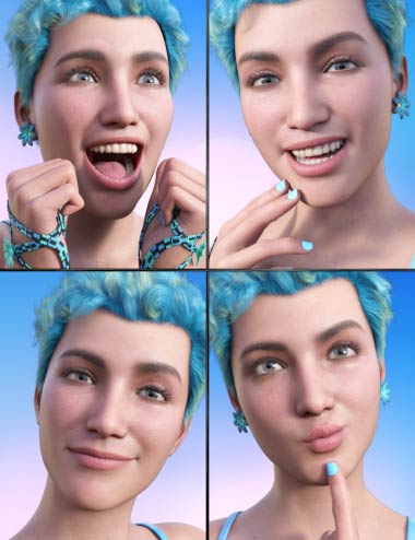 Good Vibes Expressions for Genesis 8.1 Female by: JWolf, 3D Models by Daz 3D