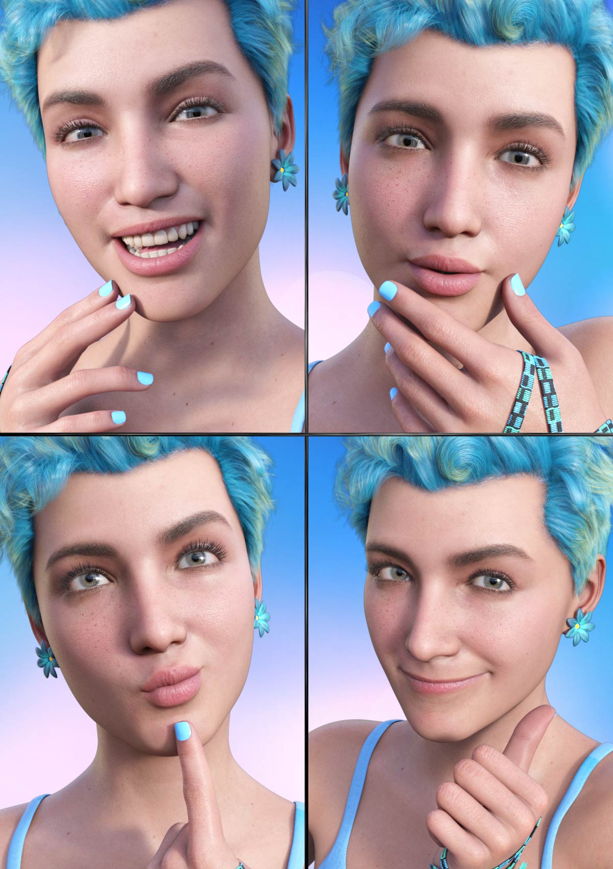 Good Vibes Expressions for Genesis 8.1 Female by: JWolf, 3D Models by Daz 3D