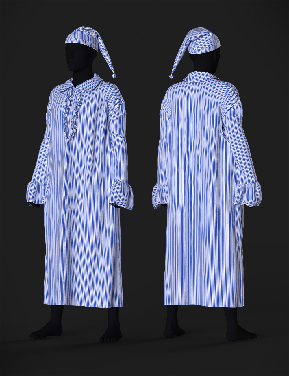 dForce Ebenezer Scrooge NightDress Outfit Textures by: Beautyworks, 3D Models by Daz 3D