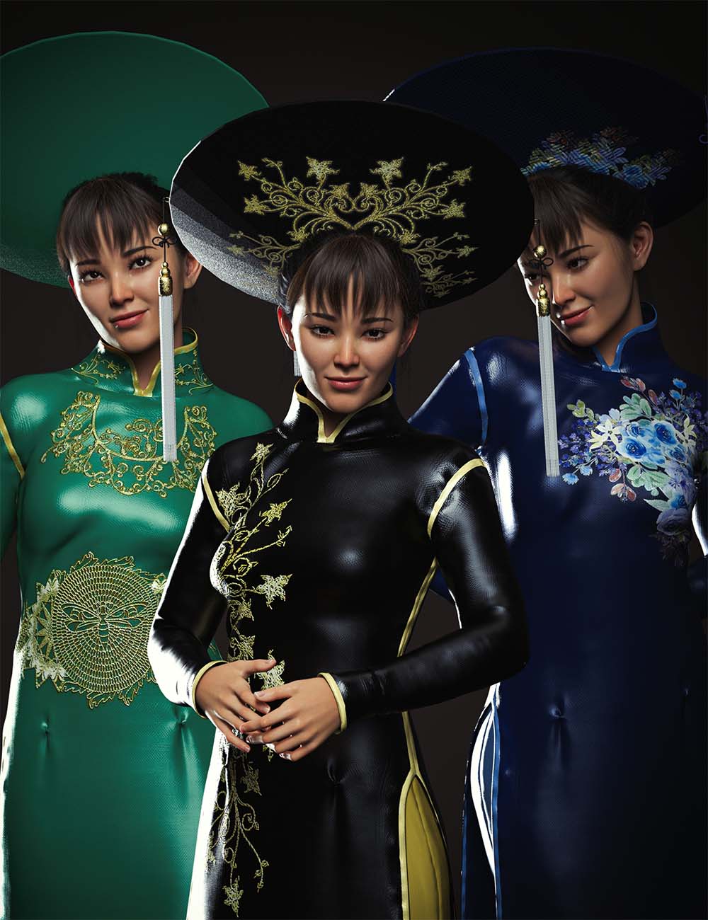 dForce Clara Vietnamese Princess Outfit Textures by: Beautyworks, 3D Models by Daz 3D