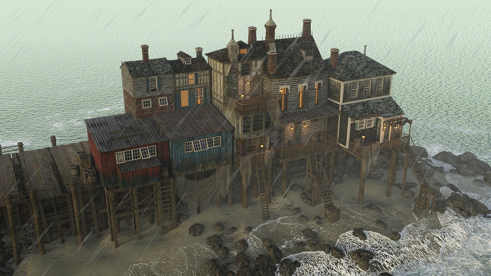 Pirate Shipping Village - Dock Houses by: The Management, 3D Models by Daz 3D