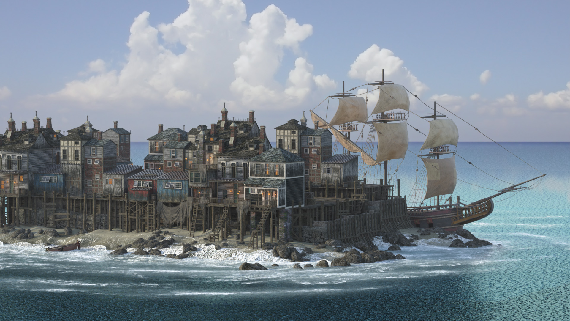 Pirate Shipping Village - Dock Houses Pirate Shipping Village - Dock Houses by: The Management, 3D Models by Daz 3D