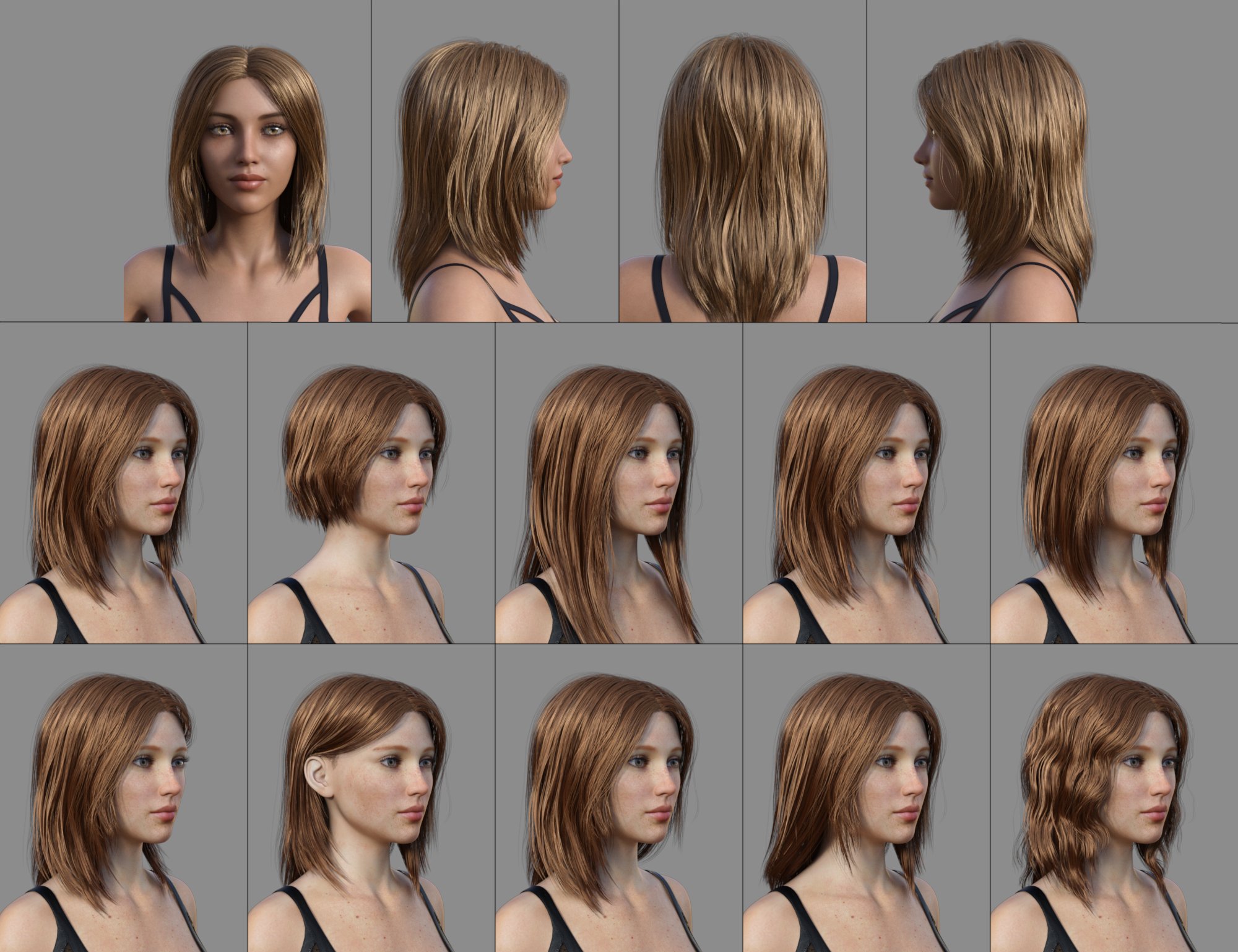 dForce Casual Hair for Genesis 8 and 8.1 Females by: TMDesign, 3D Models by Daz 3D