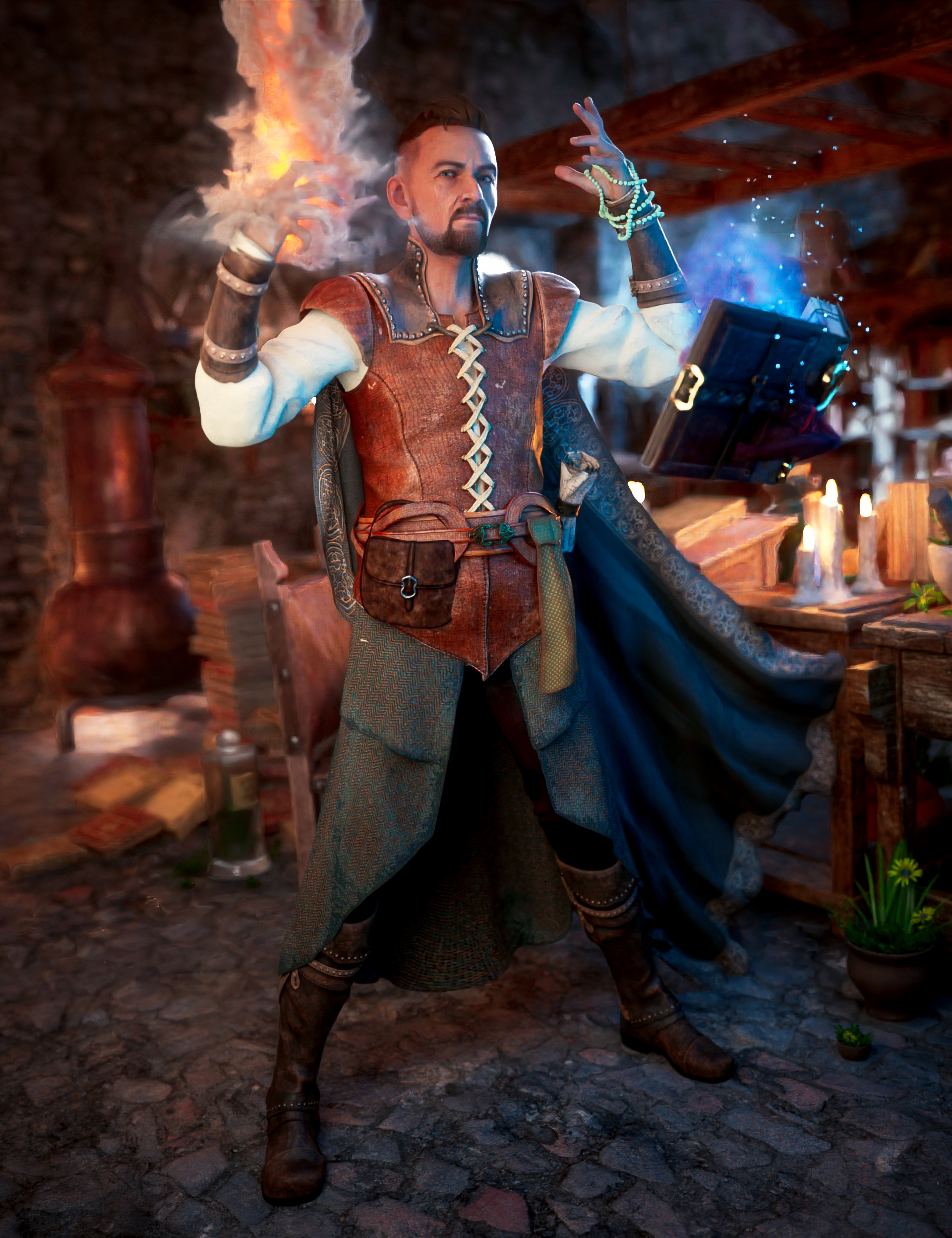 dForce The Young Wizard Outfit for Genesis 8 and 8.1 Males Bundle by: Barbara BrundonUmblefuglyShox-Design, 3D Models by Daz 3D