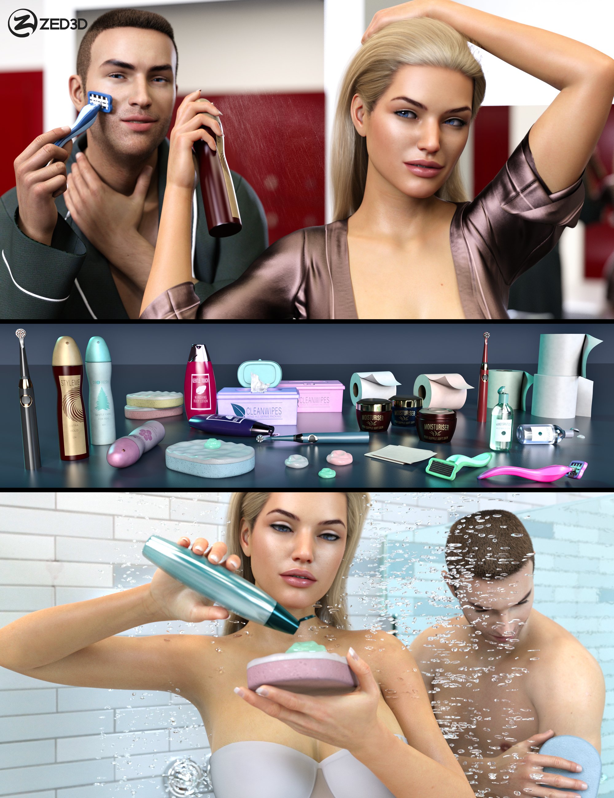 Z Personal Hygiene Props and Poses for Genesis 8 and 8.1 by: Zeddicuss, 3D Models by Daz 3D