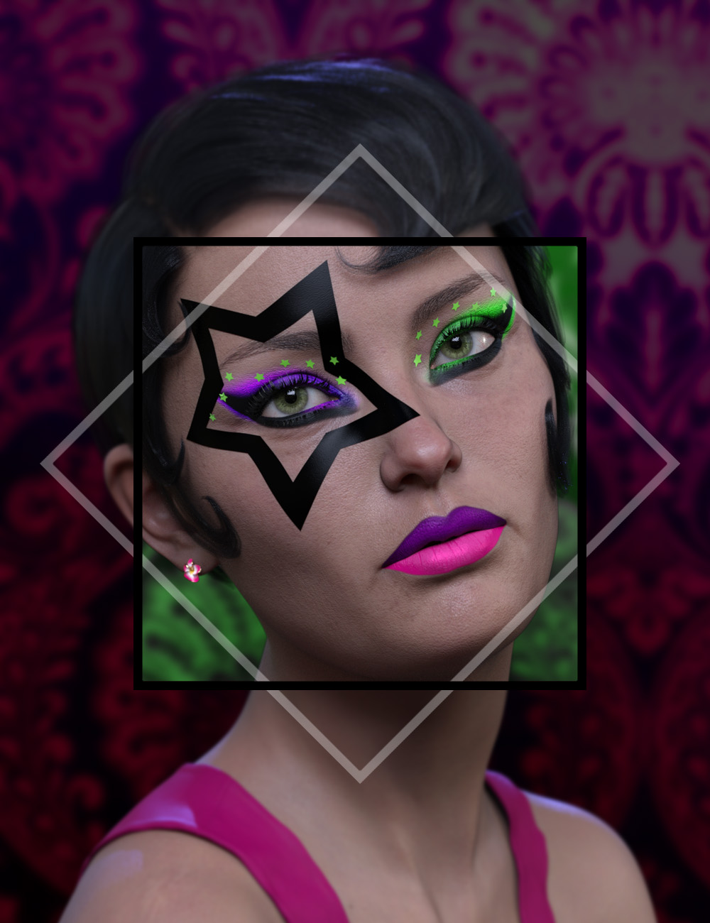 I Love the 80's Inspired Geoshell Make-Up Builder Merchant Resource for Genesis 8.1 Females by: ForbiddenWhisperschevybabe25, 3D Models by Daz 3D