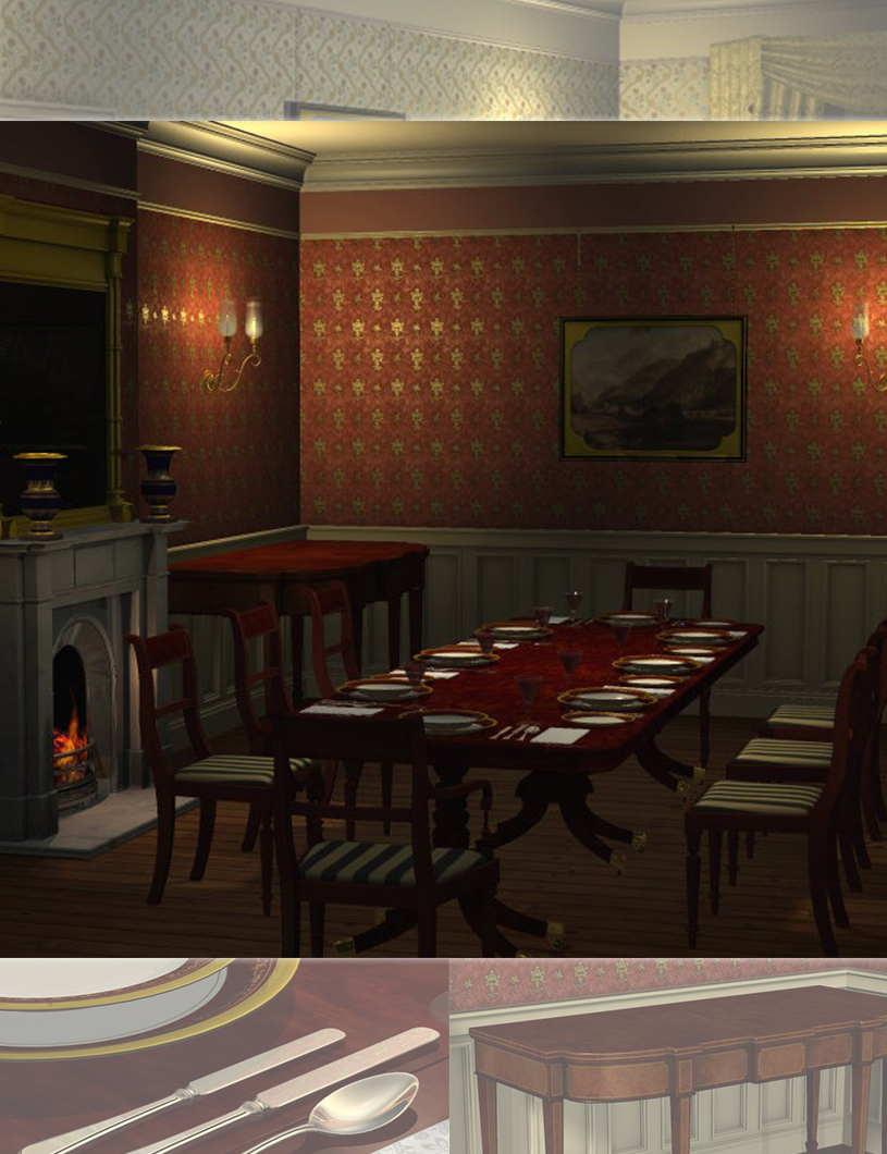 Regency Dining Bundle by: Ness Period Reproductions, 3D Models by Daz 3D