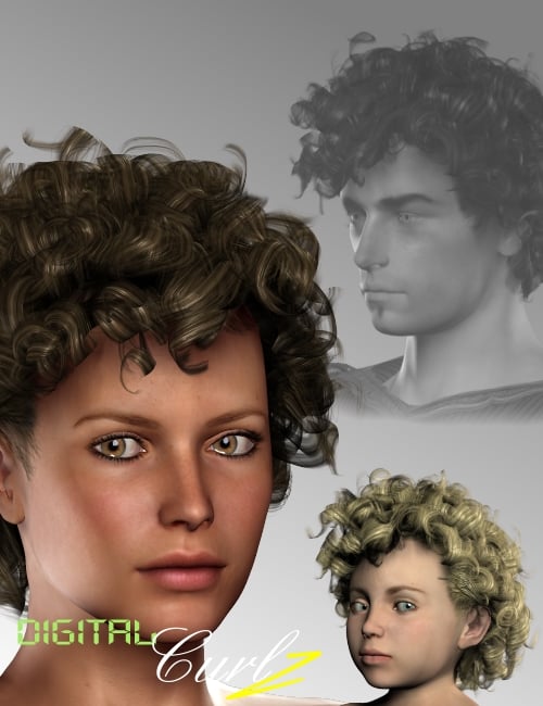 Digital Curlz Hairstyle Digital Curlz Hairstyle by: Neftis3D, 3D Models by Daz 3D