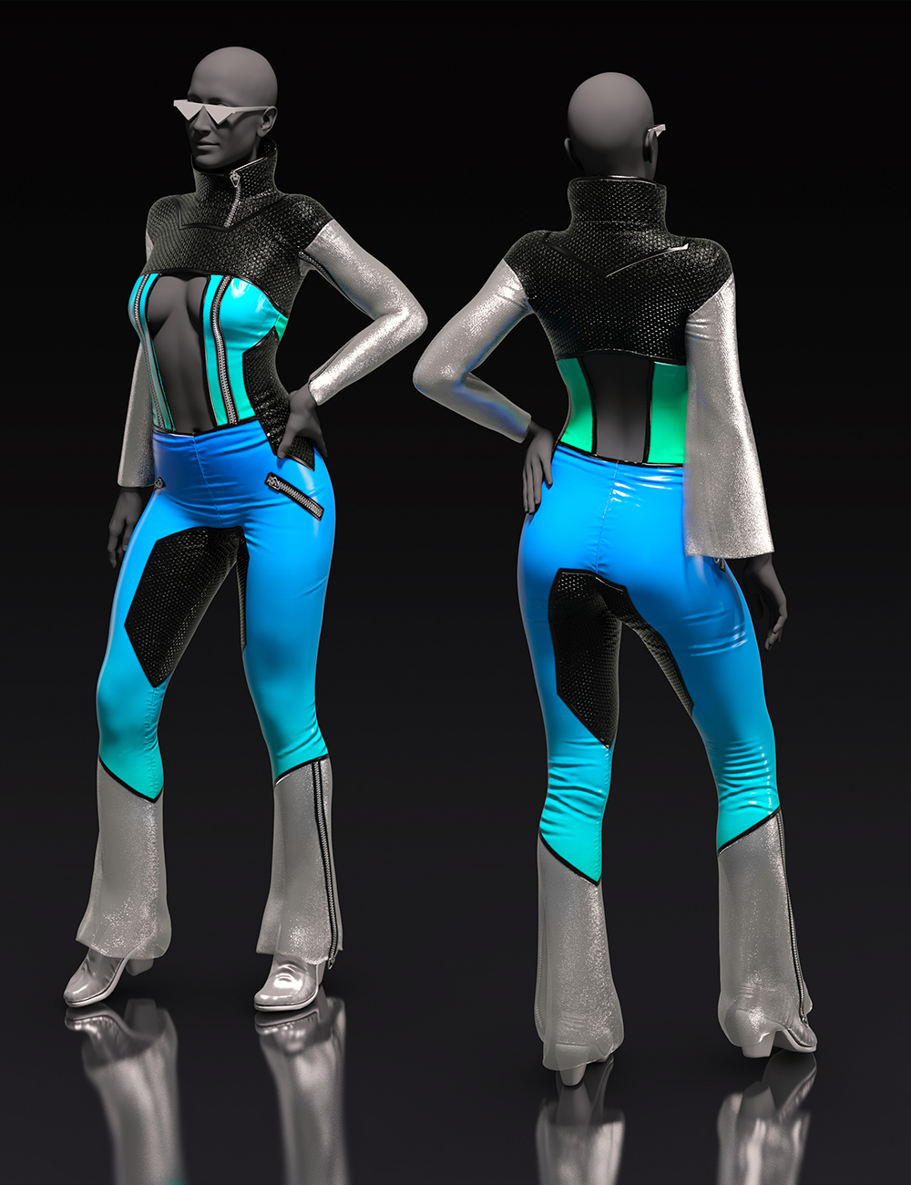 Textures for dForce Mina Outfit for Genesis 8 and 8.1 Females by: Demian, 3D Models by Daz 3D
