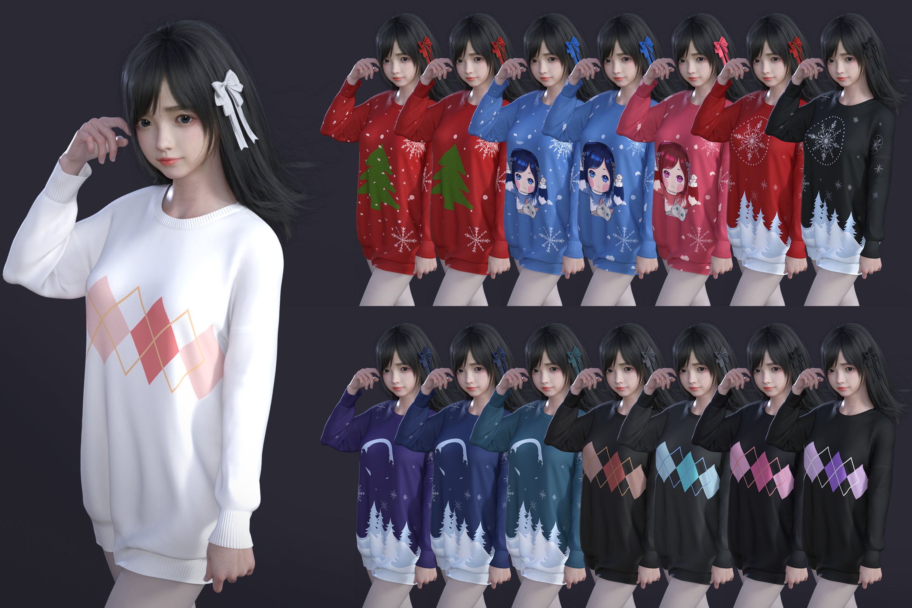 dForce SU Cute Christmas Suit for Genesis 8 and 8.1 Females by: Sue Yee, 3D Models by Daz 3D