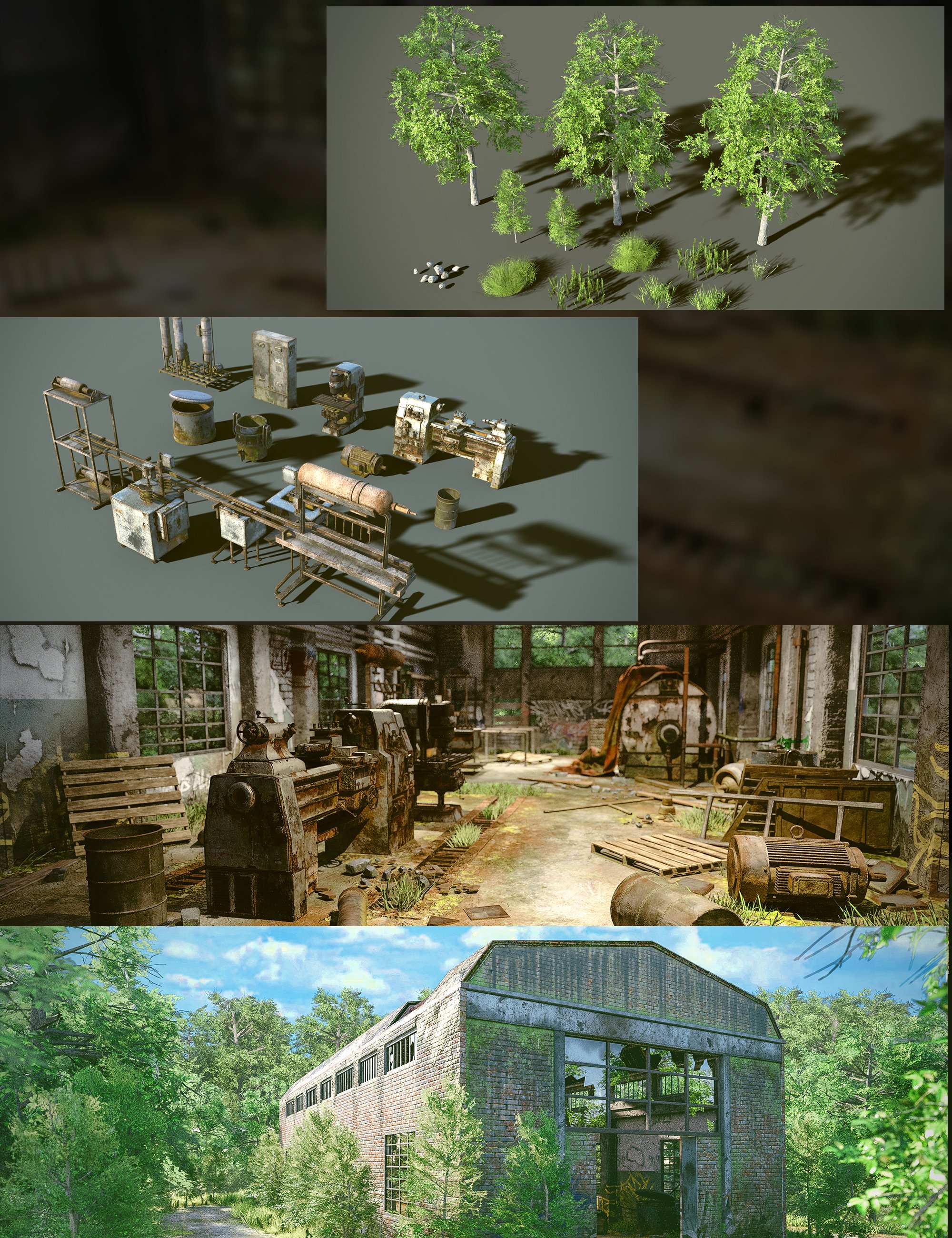 Abandoned Factory Environment Bundle by: Polish, 3D Models by Daz 3D