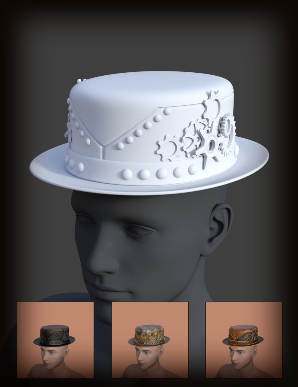 ND Steamy Hats for Genesis 8 Male by: Nathy Design, 3D Models by Daz 3D