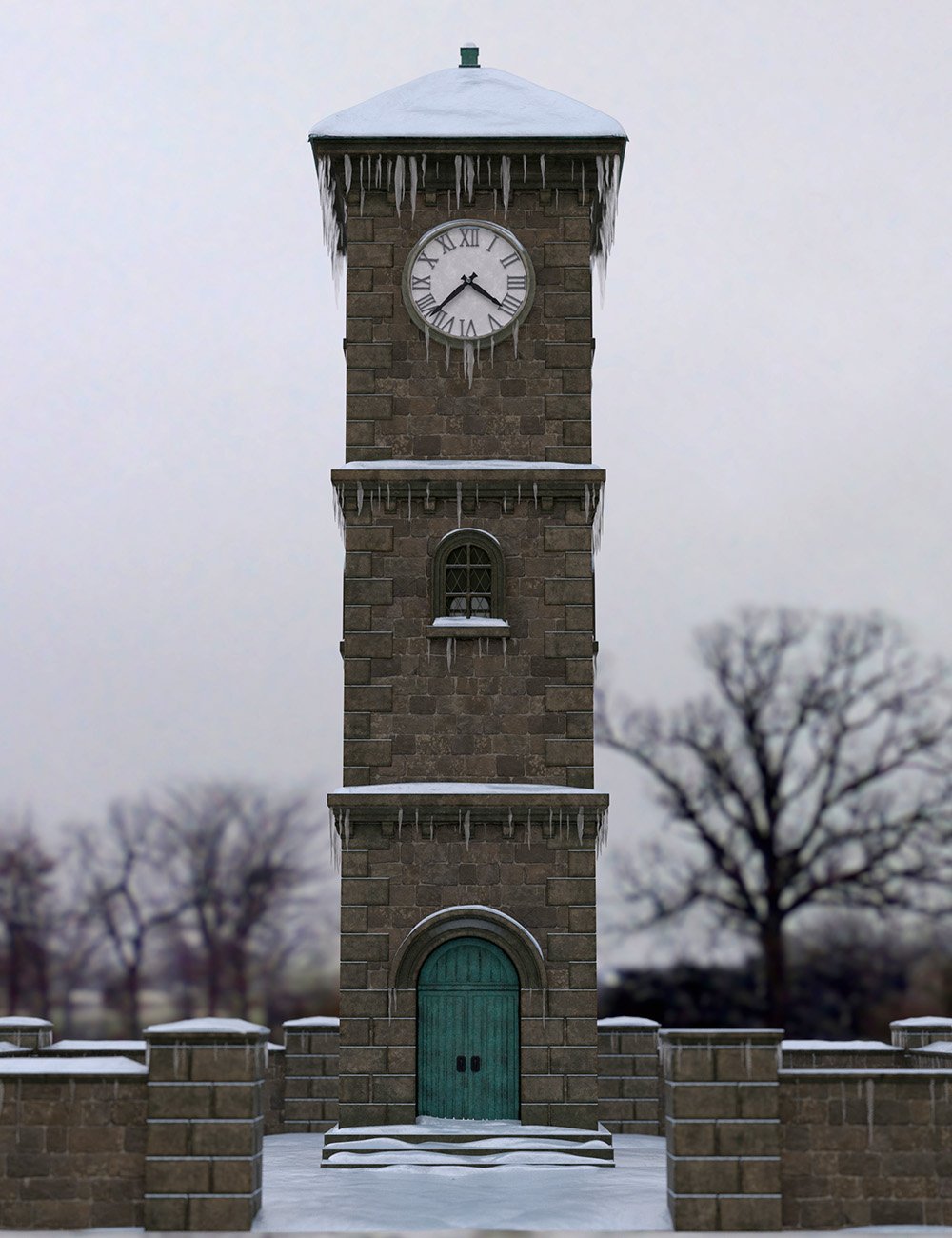 Orestes Winter Clock Tower by: Orestes Graphics, 3D Models by Daz 3D