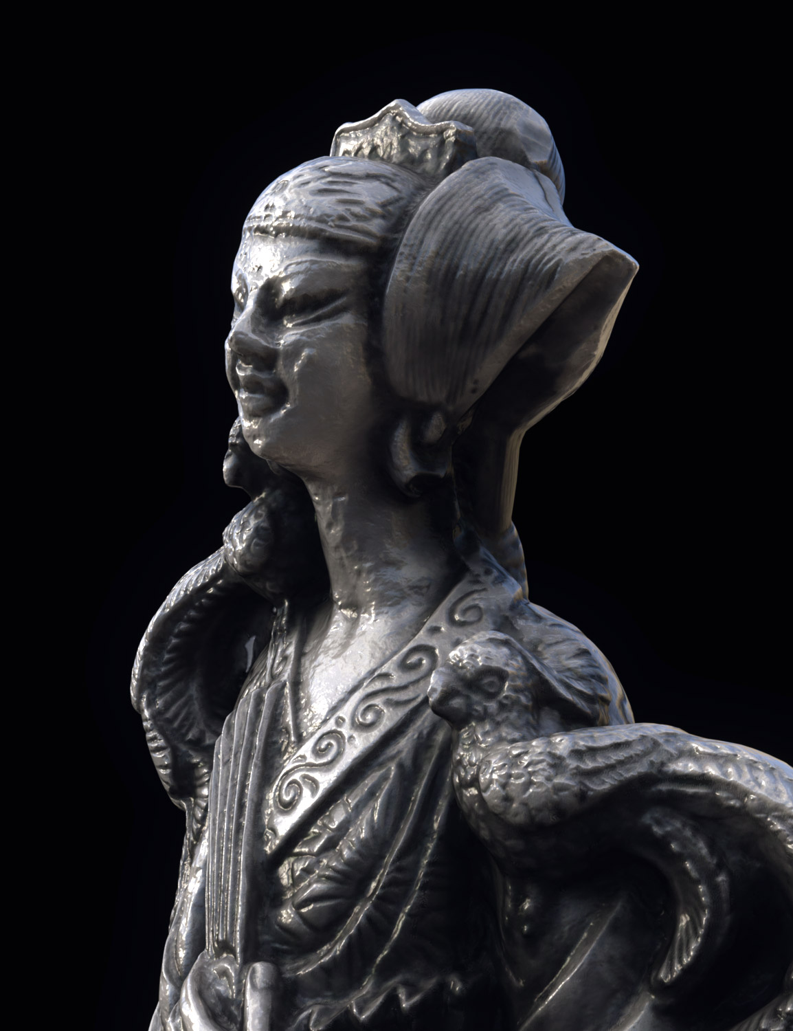 HD Scans Vintage Asian Female Statue Daz 3D